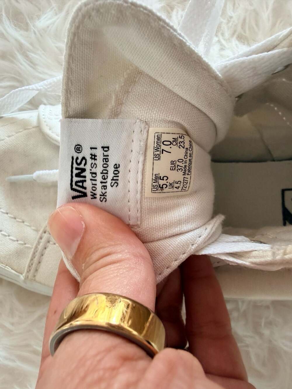 Vans Sk8-Hi White Canvas High Top Sneakers Women's Size 7 - Picture 7 of 7